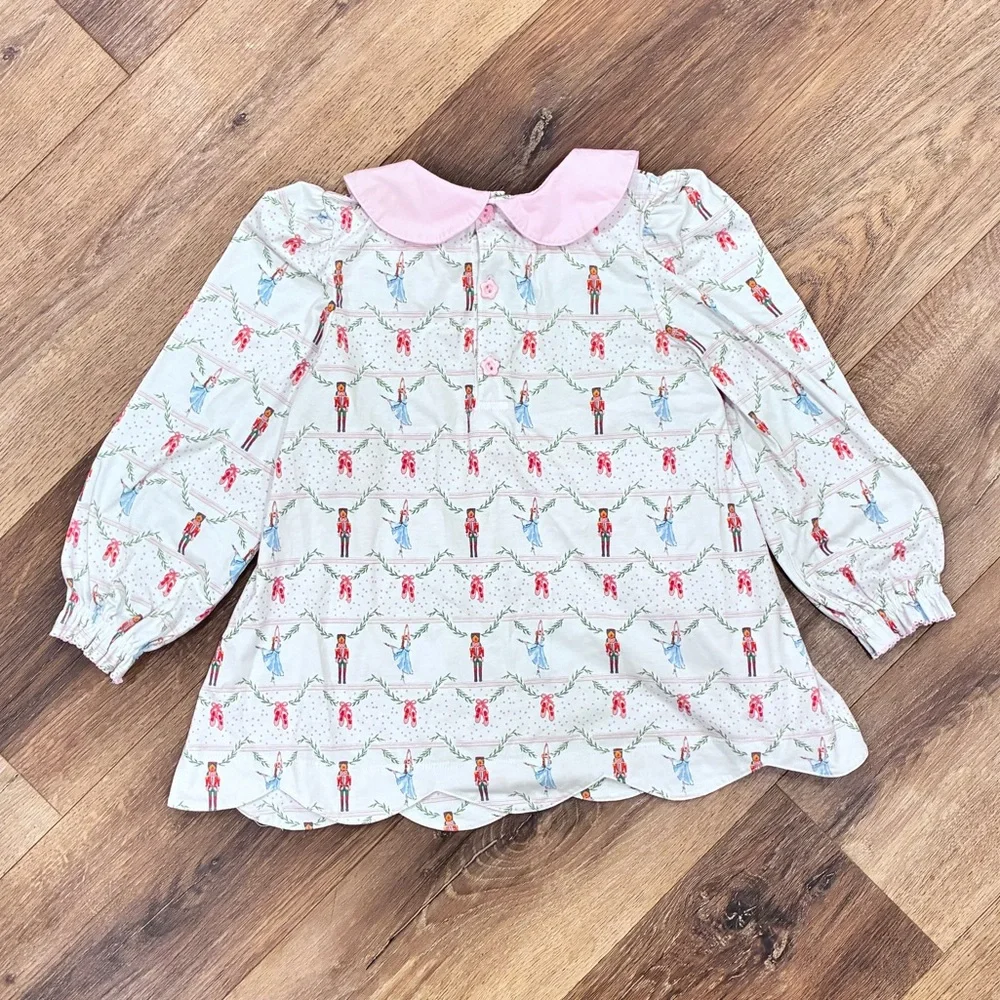 Ishtex Nutcracker Ballet Shirt Top Blouse Christmas Outfit Pink 6X/7 Girl - Picture 7 of 10